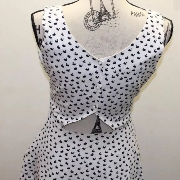 Cynthia Rowley Summer Dress White Swan Print 6 - Picture 6 of 8